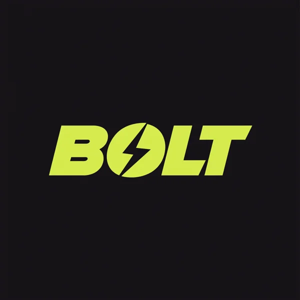 Chosen concept: BOLT wordmark with a lightning bolt in the O