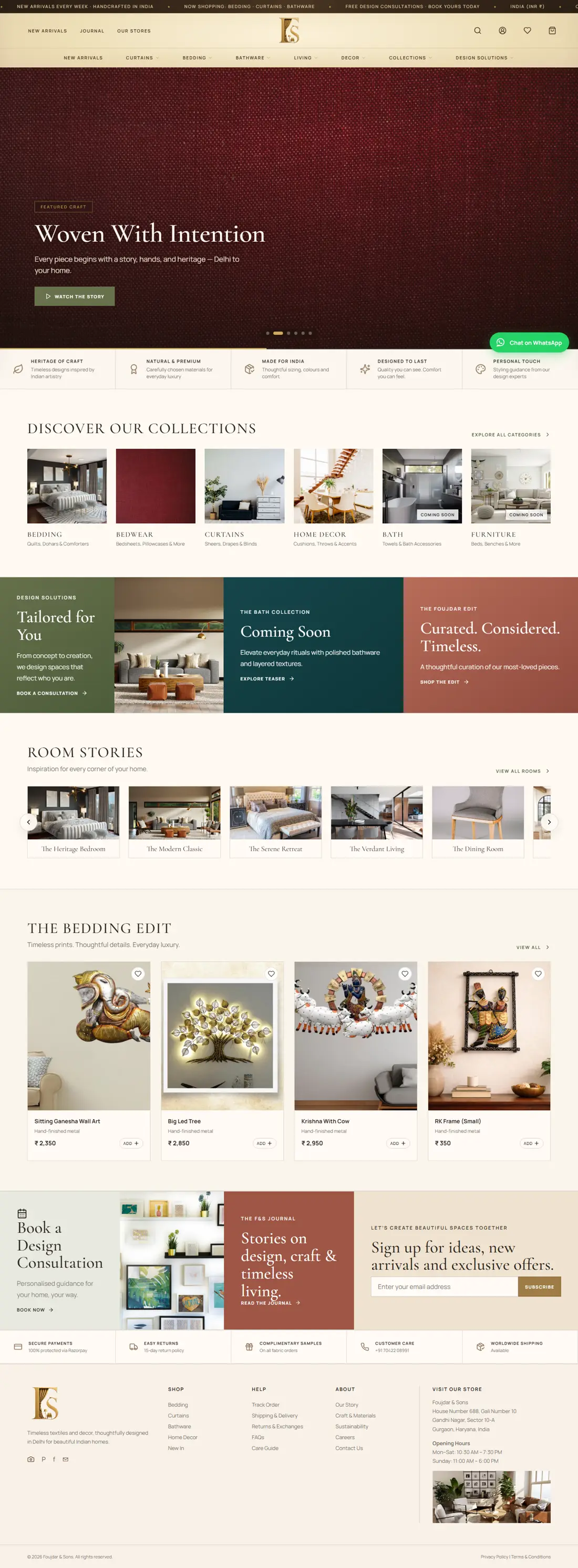 Foujdar Sons: the full home page on desktop